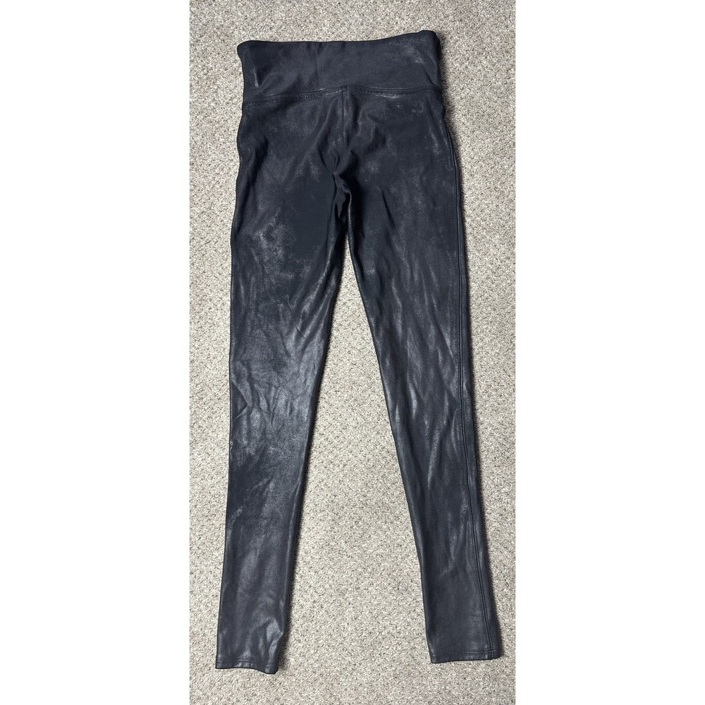 Spanx Faux Leather Leggings Womens Small Petite Mid Rise Black Pull On Stretch - Picture 5 of 9